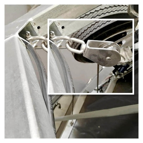 304 Stainless Steel Pully Single Wheel Swivel Pulley Block Lifting Rope 25mm Set installed in metal frame