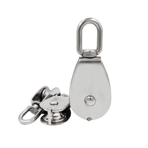 Stainless Steel Pulley M20 Single Wheel Swivel Lifting Rope Pulley Set Lifting Wheel Tools(M20) front view with visible components