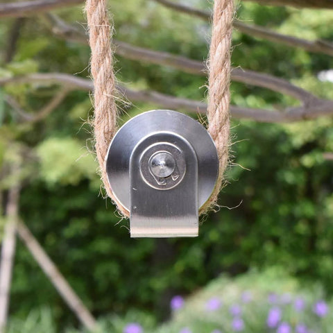 Grooved Wheel Pulley Block Pulley Wheel Stainless Duplex Bearing Silent Detachable Heavy Duty Traction Wheel hanging from rope