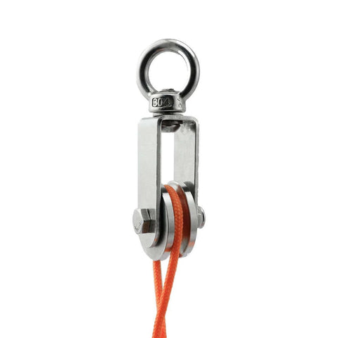 U Type Swivel Pulley 304 Stainless Steel Duplex Bearing Detachable 360 Degree Rotation Heavy Duty Traction Wheel with orange rope for rigging systems