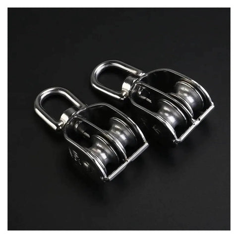 2-Pack 304 Stainless Steel Swivel Pulley 20mm Rigging Hardware Wire Rope Crane Pulley Block for hanging and towing