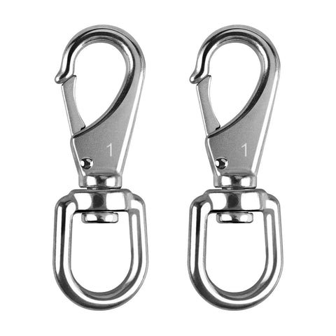 304 Stainless Steel Swivel Snap Hooks 3.5 Inch 2 Pack displayed side by side on white background