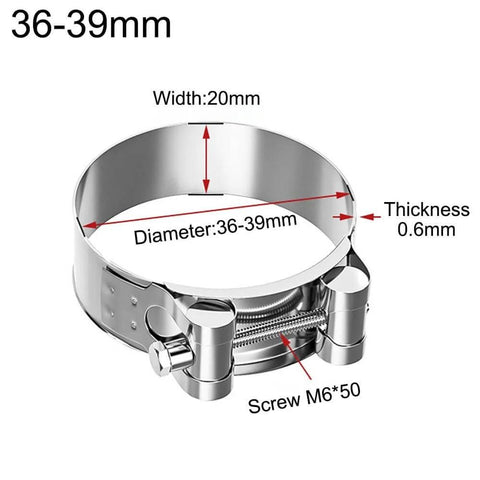 Stainless Steel T Bolt Tube Clamps Heavy Duty Hose Clip For Water Line Connections Premium Corrosion Resistant Clamp 36-39mm