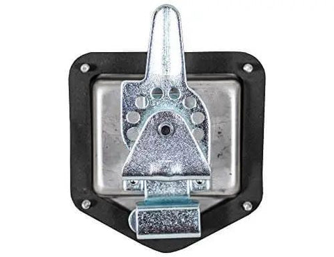 Locking T-Handle Latch In Polished Stainless Steel With Gasket And Blind Studs Flush Mount Includes Two Keys And Adjustable Cam