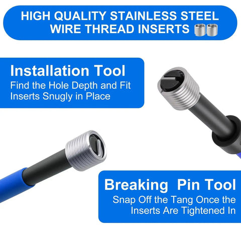 30 Piece SAE Thread Repair Insert Kit For Damaged Threads 1/4-20 Inch Helicoil Set Installation and Breaking Pin Tool