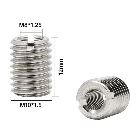 Stainless Steel Thread Repair Sleeve 10 Pack Insertion Nut For Fixing Stripped Threads In Automotive And Mechanical Equipment Converts M8x1.25 Female To M10x1.5 Male Then Restores To M8x1.25