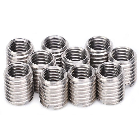 Stainless Steel Thread Repair Sleeve 10 Pack Insertion Nut For Fixing Stripped Threads In Automotive And Mechanical Equipment Converts M8x1.25 Female To M10x1.5 Male Then Restores To M8x1.25