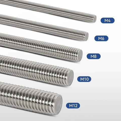 Four Pcs M6 255mm Fully Threaded Stainless Steel Rods With Nuts Right Hand Threads 304 Grade Rust Resistant 10 Inch Long High Strength