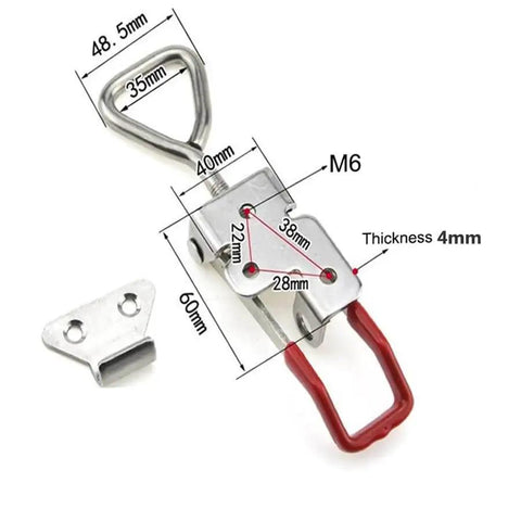 Toggle Latch Clamp 304 Stainless Steel Adjustable Latches With Lock Hole Heavy Duty Clamp 1320Lbs Holding Capacity diagram