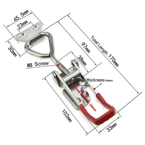 Toggle Latch Clamp 304 Stainless Steel Adjustable Latches With Lock Hole Heavy Duty Clamp 1320Lbs Holding Capacity dimensions