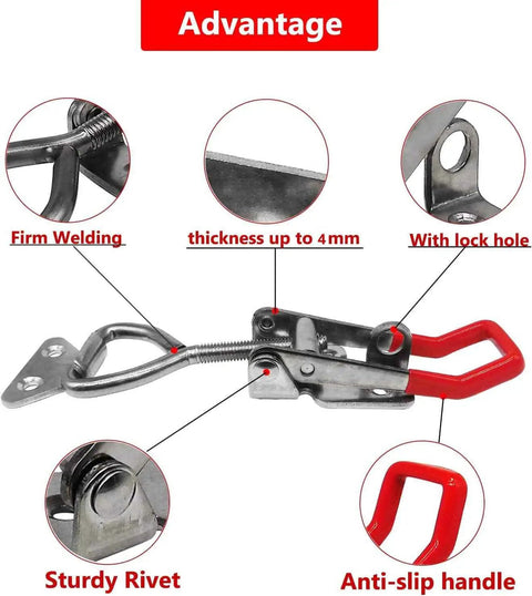 Toggle Latch Clamp 304 Stainless Steel Adjustable Latches With Lock Hole Heavy Duty Clamp 1320Lbs Holding Capacity features