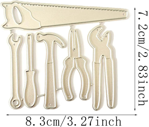 Stainless Steel Die Cutting Dies For Scrapbooking And Card Making Embossing Stencils Shaped As Tools With Dimensions