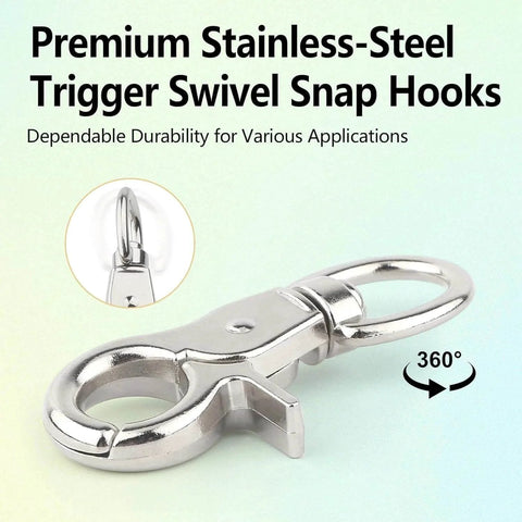Three Pack Trigger Snap Hooks Metal Clasp Hook Marine Grade Stainless Steel 316 Heavy Duty Swivel Clips for Various Applications