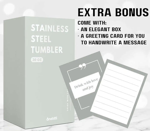 Man The Myth The Legend Monogram Stainless Steel Travel Tumbler box and bonus greeting card