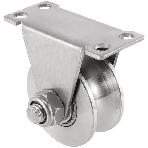 Heavy Duty U Groove Caster for Wire Rope Rail, Stainless Steel Pulley, 2 Pcs 2 Inch U Groove Wheel, Load Capacity 840 Lb, front view