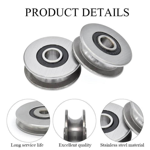 Stainless Steel Deep U-Groove Ball Bearing Pulley, Metal Pulley, Wheel Bearings, Wire Rope Pulley 8mm/0.3" Inner Dia,Outside 40mm Diameter