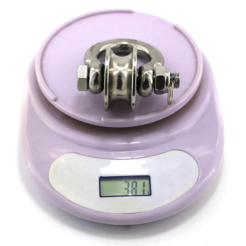 Detachable U Shaped Pulley with Large Size Long Screw Groove Pulley Wheel Track Fixed Pulley Silver on scale showing 38.1 grams