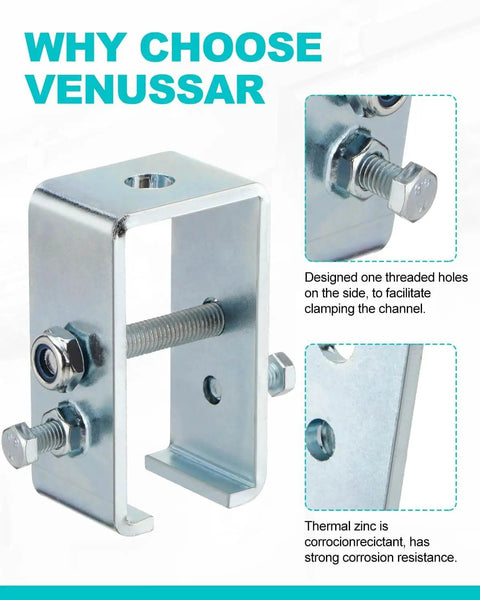 Organize and secure heavy items with a durable stainless steel hanger bracket designed for 1-5/8 inch UNISTRUT channels.