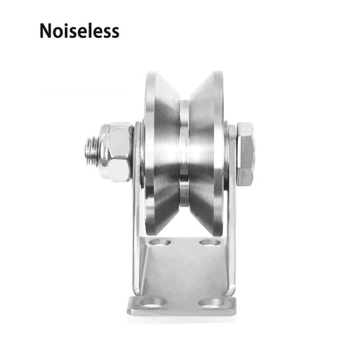 2 Pack 2 Inch V Groove Wheel Pulley, 304 Stainless Steel Silent Pulley Block, Heavy Duty Caster Wheels Sliding Gate Rollers