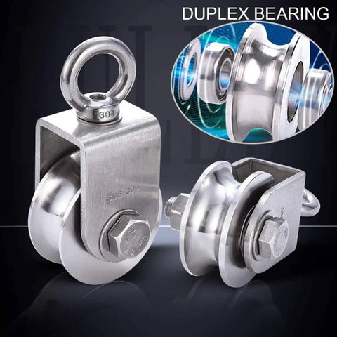 48MM Stainless Steel Crane Pulley Block and Tackle Pulley System with Duplex Bearing
