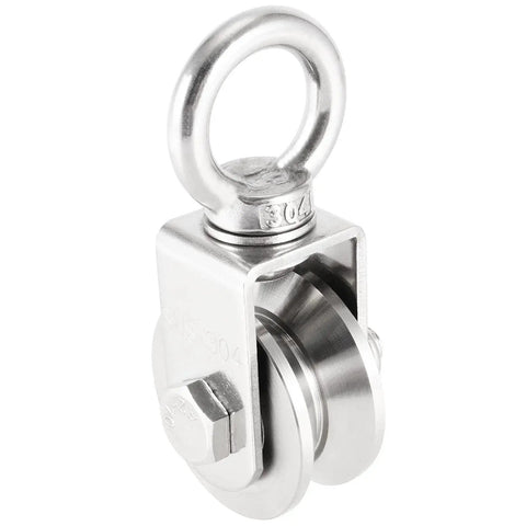 2 Pack V Type Swivel Pulley With 304 Stainless Steel Double Ball Bearing Quiet Detachable 360 Degree Rotation Heavy Duty Wheel