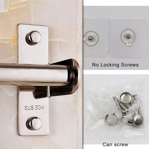 Close-up of stainless steel wall mount with screws for Kitchen Sliding Hooks, Stainless Steel Hanging Rack 304 grade.
