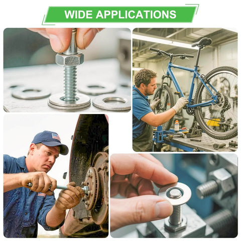 110 Pcs 304 Stainless Steel Metal Flat Washers for Screws and Bolts, Fender Washers Assortment Kit used in automotive and bicycle repair