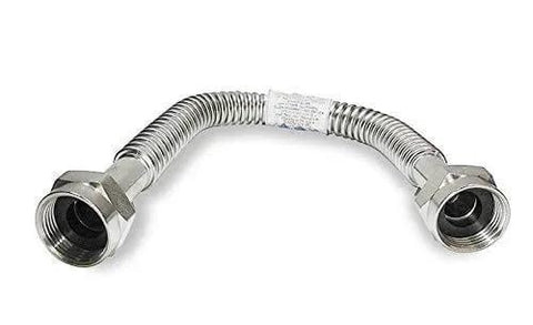 2 Pack Heavy Duty Stainless Steel Corrugated Water Flex Connectors With Extra Thick Washers For Water Heaters, 18 Inch By 1 Inch FIP