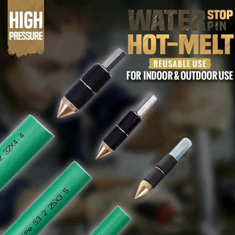 Pipe Water Stopper Tool Kit For Burst Pipes, Stainless Steel Leak Repair Needle shown with green pipes and text for high pressure use.