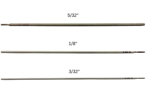 Premium E309L-16 Stainless Steel Welding Electrodes 3/32 In By 12 In For Stick Welding AWS A5.4 Class E309L-16 sizes comparison