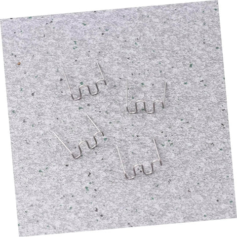 Four stainless steel staples from 500 Pcs Auto Body Welding Kit With Plastic Welding Rods And Automatic Stapler Welding Wave Tool Strong Seals
