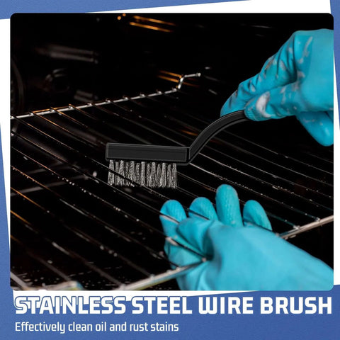 60 Pcs Mini Wire Brush Set Stainless Steel Wire Bristle Scratch Brush cleaning oven grill black handle