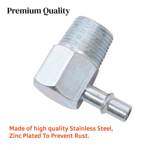 Vacuum fitting, aluminum alloy, 90° elbow with 3/8 NPT to 1/4 nipple for automotive intake manifolds
