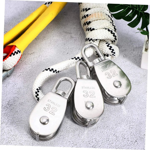 3pcs Stainless Steel Pulley Heavy Duty Single Block Swivel Cable Pulley for Lifting and Rigging Applications on rope