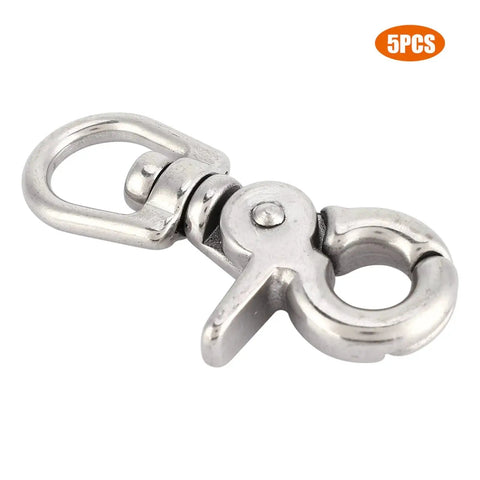 Stainless steel trigger swivel snap hook with polished finish; marine-grade, 3x11x65mm.