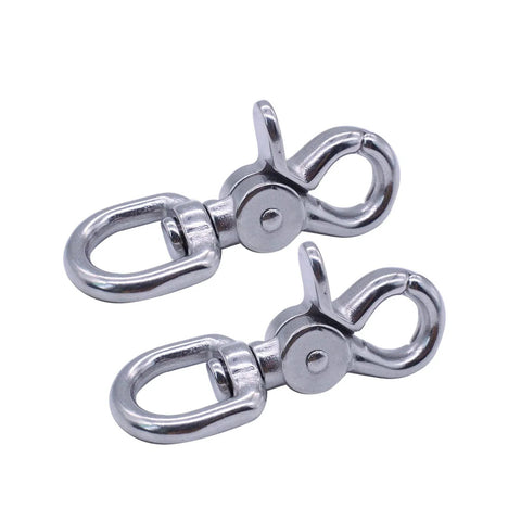 2 Pack Trigger Snap Hooks Heavy Duty 316 Stainless Steel With Swivel Eye Five Eighth Inch Wide Durable Lobster Clasps