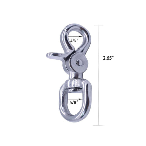 2 Pack Trigger Snap Hooks Heavy Duty 316 Stainless Steel With Swivel Eye Five Eighth Inch Wide Durable Lobster Clasps