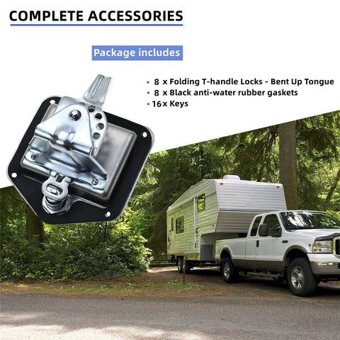 Stainless Steel Toolbox Lock With Gasket T Handle And Keys Durable 304 Stainless Steel trailer door latch shown with camper