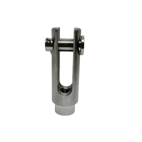 Stainless T316 Right Hand Threaded Yoke End Three Eighths Inch side view showing steel construction and threading detail