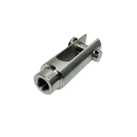 Close-up of Stainless T316 Right Hand Threaded Yoke End Three Eighths Inch 4 Pack 1200 Lbs, showcasing right-hand threading detail.