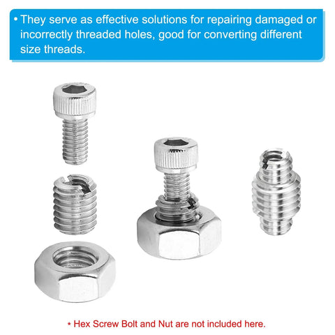 Thread Adapters Sleeve Reducing Nut M10x1.5 Male To M8x1.25 Female Stainless Steel 303 Insert Nut Reducer, 20mm Length, 10 Pack