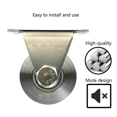 Front view of V Type Groove Wheel Pulley Stainless Steel Silent Pulley Block, showing SUS 304 material and mute design