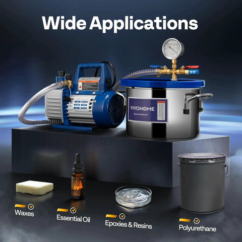 1.5 Gallon Stainless Steel Vacuum Chamber With Pump Degassing Kit Including 3.5 CFM 1/4 HP Single Stage Vacuum Pump And Oil for diverse uses