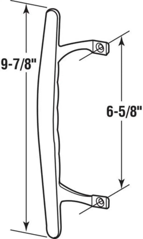 Diagram of a Standard Sliding Door Pull Handle For Sliding Glass Doors Black DH103 Replacement Handle with 9.88 inch height and 6.625 inch mounting