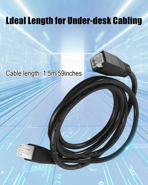 Image of a 6 Pin Male To Female Standing Desk Connection Cable with a 59 inch length for under-desk wiring.