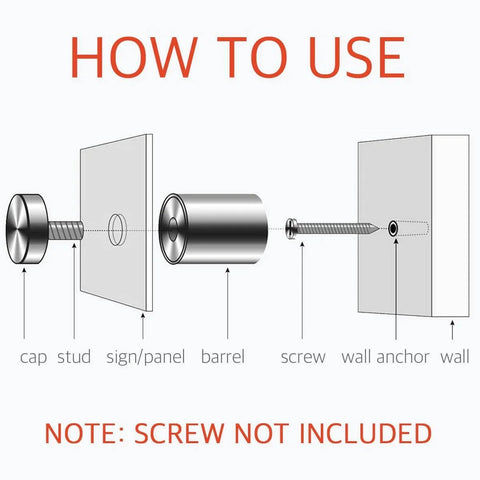 Instructions for Stainless Steel Standoff Screws For Acrylic Signs And Glass Displays 20 Pack By Lantee Glass Picture Frame Standoff Mounts Bolts Twelve Millimeter By Twenty Five Millimeter With Nine Sixteenth Inch Stud Length For Signs Panels Artwork And Photographs installation process.