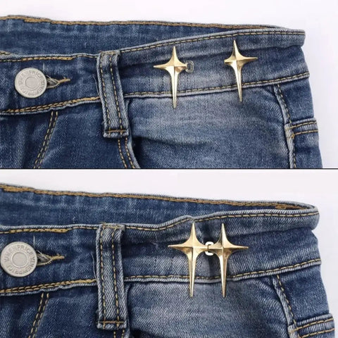 8 Sets Adjustable Star Button Pant Waist Tightener For Jeans And Skirts No Sew No Tools Detachable Decorative Waist Buckles