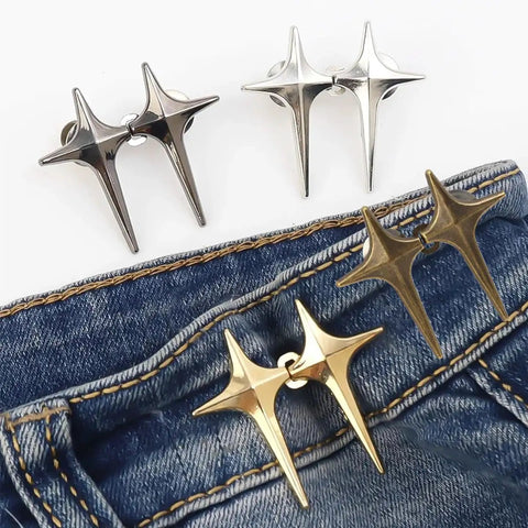 8 Sets Adjustable Star Button Pant Waist Tightener For Jeans And Skirts No Sew No Tools Detachable Decorative Waist Buckles