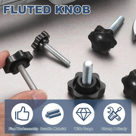 Ten Pack Of Star Knobs With One Quarter Inch Twenty Thread, 0.6 Inch Threaded Stud Plastic Hand Tightening Replacement Knobs