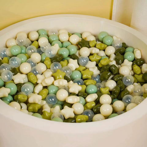 Ball Pit Balls 100 for Toddlers - Green Ball Pit Ball Shapes for Boys Girls Fun, Birthday Party, Christmas Decoration, Cream Colors Mix Green